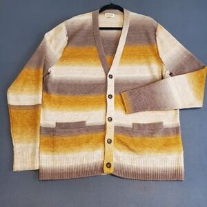 Open Edit XL Cardigan Oversized Ombre Grandpa Sweater Fluffy & SOFT W/Pockets